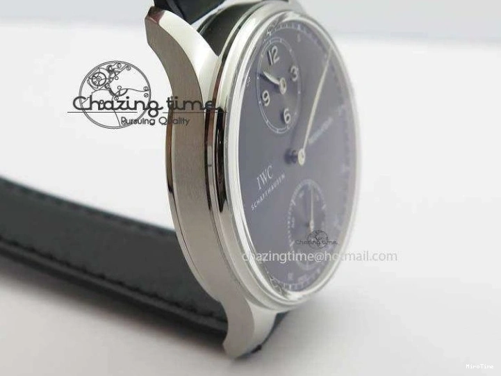 MIROTIME 0407 Portuguese IW544404 SS Gray Dial On Black Leather Strap A Practical 7259